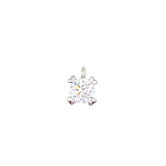 Ciondolo punto luce da 5 mm a 4 griffe a cuore placcato oro bianco in argento 925