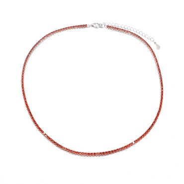 925 silver white gold plated red zirconia tennis necklace ø 2 mm