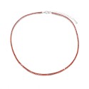 Collarino tennis di zirconi rossi da ø 2 mm placcato oro bianco in argento 925