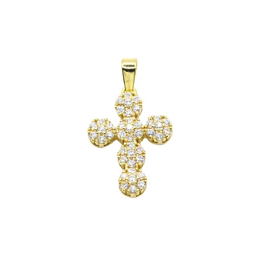 Ciondolo croce placcato oro giallo con zirconi tondi magic in argento 925