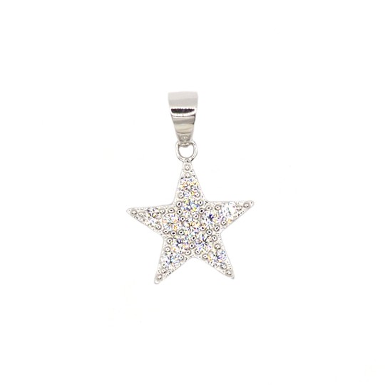 Ciondolo stella zirconata bianca placcato oro giallo in argento 925
