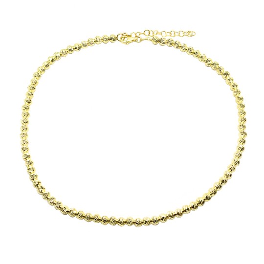 Collana a sfere con diamantatura a slash placcate oro giallo in argento 925