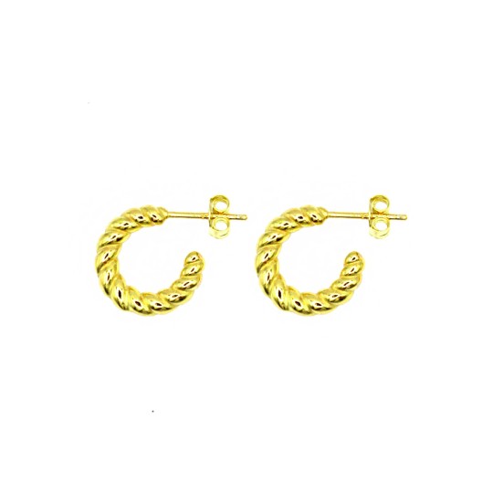 Orecchini a cerchio intrecciati con attacco a pressione placcati oro giallo in argento 925
