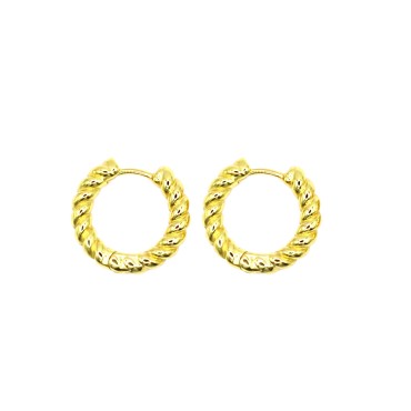 Orecchini a cerchio intrecciati con chiusura a ponte placcati oro giallo in argento 925