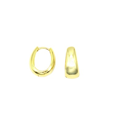 Orecchini a cerchio ovale bombato placcati oro giallo in argento 925