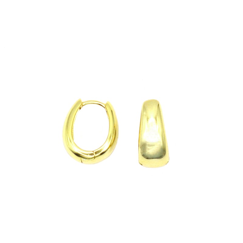 Orecchini a cerchio ovale bombato placcati oro giallo in argento 925