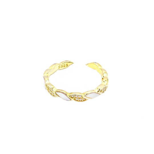 Anello regolabile a filo con cuore centrale zirconato bianco placcato oro bianco in argento 925