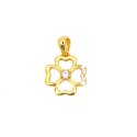 Ciondolo quadrifoglio semi zirconato bianco traforato placcato oro giallo in argento 925