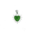 Ciondolo con zircone a cuore verde in cornice di zirconi bianchi placcato oro bianco in argento925