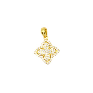 Ciondolo fiore traforato e zirconato bianco placcato oro giallo in argento 925