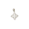 Ciondolo fiore traforato e zirconato bianco placcato oro bianco in argento 925