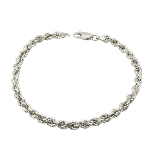Bracciale maglia funetta placcato oro bianco in argento 925
