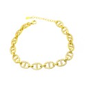 Bracciale maglia marina zirconato bianco placcato oro giallo in argento 925