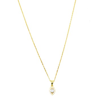 Collana forzatina con ciondolo a spola con punto luce bianco in cornice di zirconi bianchi placcato oro giallo argento9