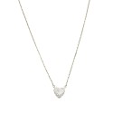Collana maglia forzatina con cuore bombato a tramezzo zirconato traforato dietro bianco placcata oro bianco in argento