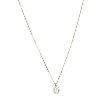 Collana forzatina con ciondolo a goccia con punto luce bianco in cornice di zirconi bianchi placcato oro bianco  argento