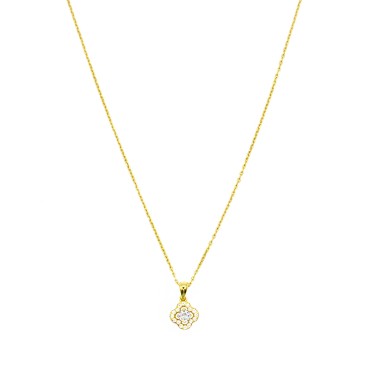 Collana forzatina con ciondolo fiore  con punto luce bianco in cornice di zirconi bianchi placcato oro giallo argento9