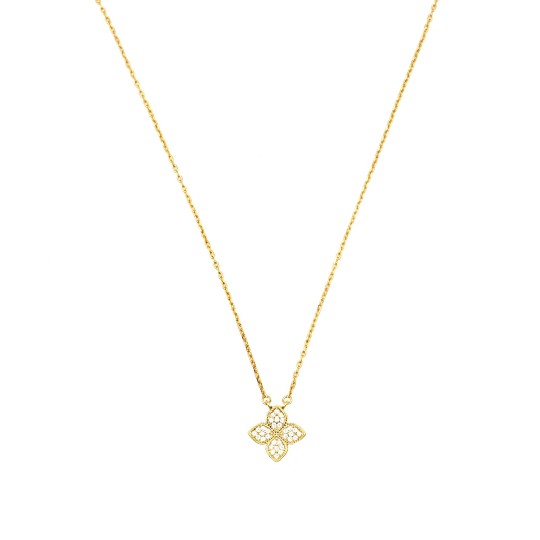 Collana forzatina con fiore zirconato bianco placcato oro giallo argento925