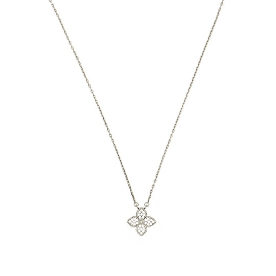 Collana forzatina con fiore zirconato bianco placcato oro bianco argento925
