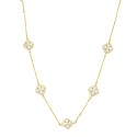 Collana forzatina con 5 fiorI zirconati bianchi placcato oro giallo argento925