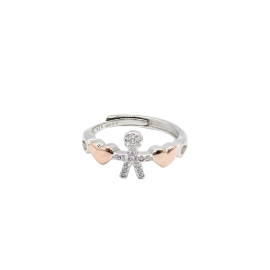 Anello regolabile placcato oro bianco con infinito a filo semi zirconato in argento 925