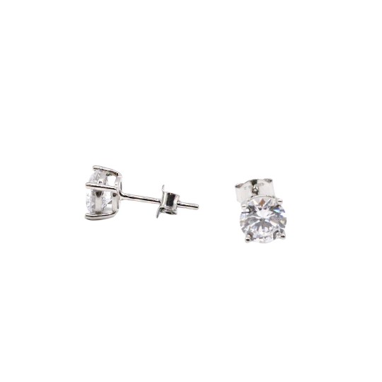 Orecchini punto luce con zircone bianco da 6 mm placcati oro bianco in argento 925