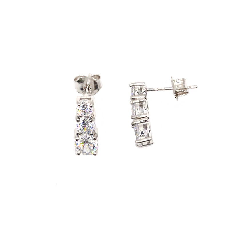 Orecchini al lobo trilogy zirconi bianchi degradè placcati oro bianco in argento 925