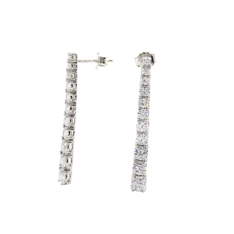 Orecchini pendenti tennis degradè di zirconi bianchi placcato oro bianco in argento 925