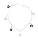 Bracciale maglia giotto con pendenti accoppiati coccinelle smaltate alternate a coccinelle lisce in argento 925