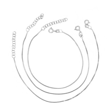 Bracciale maglia veneziana placcato oro bianco in argento 925 (3 pezzi)