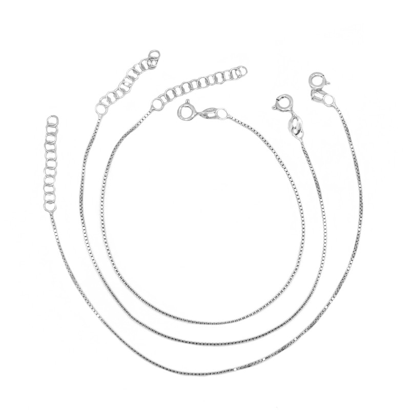 Bracciale maglia veneziana placcato oro bianco in argento 925 (3 pezzi)