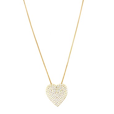 Collana cuore passante zirconato bianco placcato oro giallo in argento 925