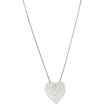 Collana cuore passante zirconato bianco placcato oro bianco in argento 925