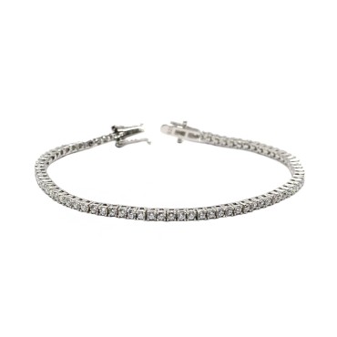 Bracciale tennis placcato oro bianco con zirconi bianchi da 2 mm. in argento 925