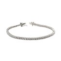 Bracciale tennis placcato oro bianco con zirconi bianchi da 2 mm. in argento 925