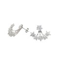Orecchini con fiore centrale e fiori a ventaglio zirconati bianchi placcato oro bianco in argento 925