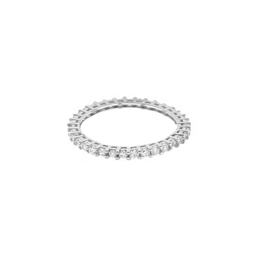 Anello veretta con zirconi bianchi da 1,5 mm placcato oro bianco in argento 925 (Misura 16)