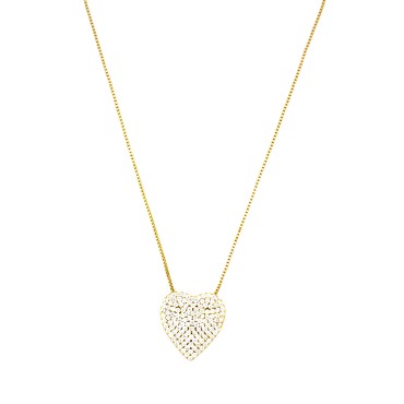 Collana cuore passante zirconato bianco placcato oro giallo in argento 925