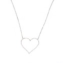 Collana maglia forzatina con centrale sagoma cuore zirconato bianco placcata oro bianco in argento 925