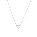Collana maglia forzatina con centrale sagoma cuore zirconato bianco placcata oro bianco in argento 925