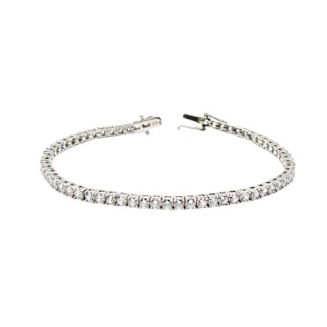 Bracciale tennis placcato oro bianco con zirconi bianchi da 3 mm. in argento 925