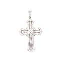 Ciondolo croce traforata e zirconata bianca con x centrale placcato oro bianco in argento 925