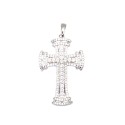 Ciondolo croce traforata e zirconata bianca placcato oro bianco in argento 925