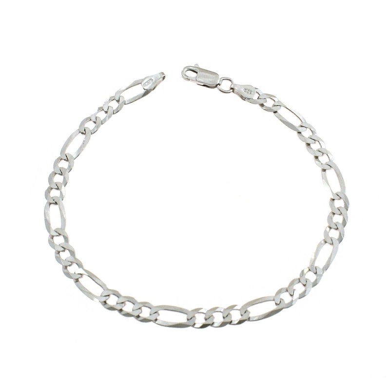 White gold plated 3 1 4 mm chain link bracelet in 925 silver