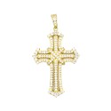 Ciondolo croce traforata e zirconata bianca con x centrale placcato oro giallo in argento 925