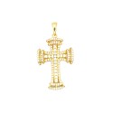 Ciondolo croce traforata e zirconata bianca placcato oro giallo in argento 925