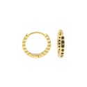 Hoop earrings ø 14 mm with black onion zircons and yellow gold plated snap clasp in 925 silver