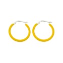 Orecchini a cerchio con chiusura a scattino smaltato giallo placcati oro bianco in argento 925