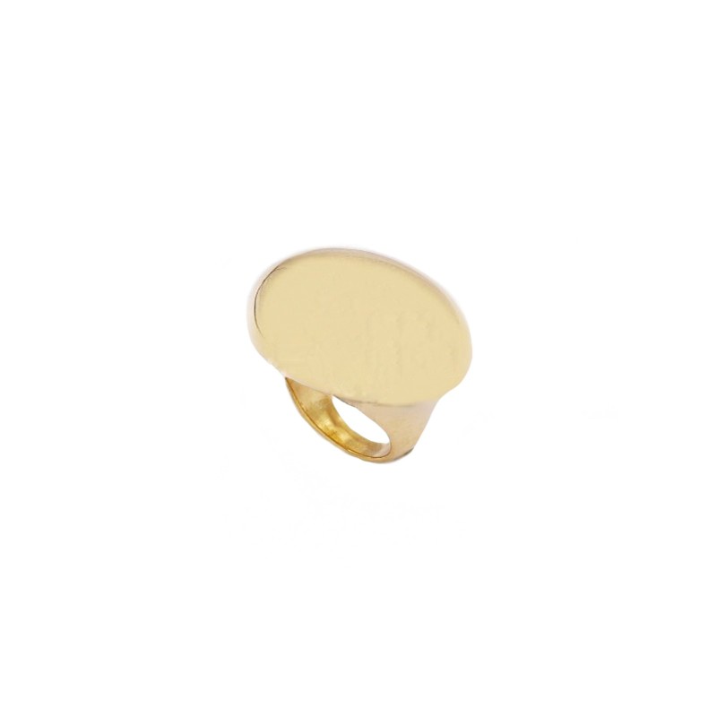 Anello elettroformato con ovale orizzontale bombato placcato oro giallo in argento 925 (misura 15)