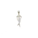 Bone pendant with white zircon head and tail and white gold plated openwork eye in 925 silver